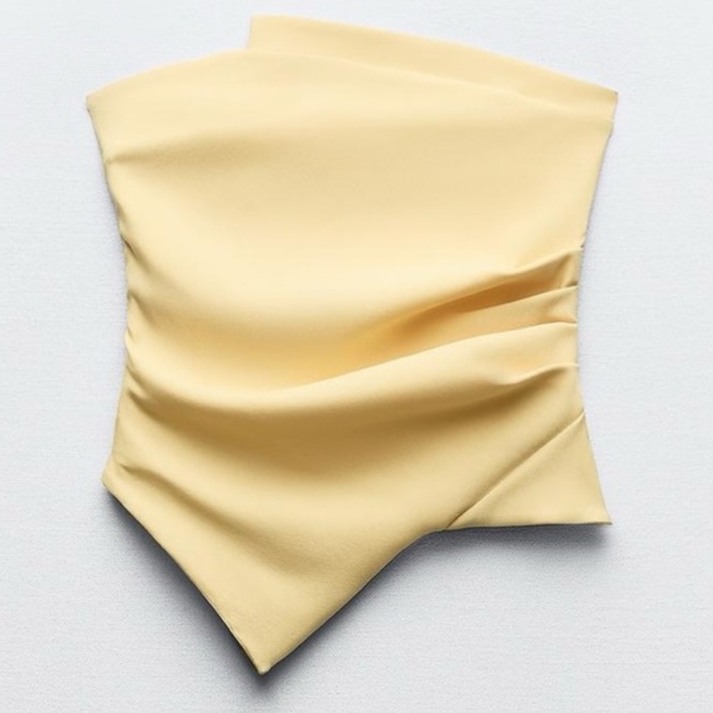 Zara Soft Yellow Ruched Blouse